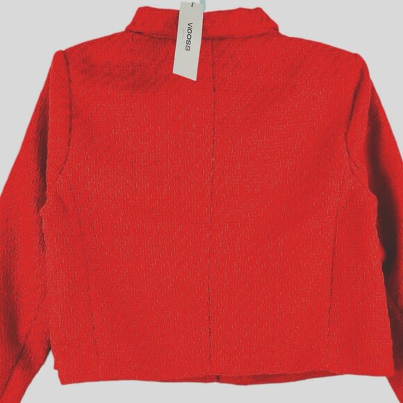 NWT VIGOSS Women's Red Crop Jacket Size Large Full Lined Buttons Flap Pockets - Picture 4 of 12